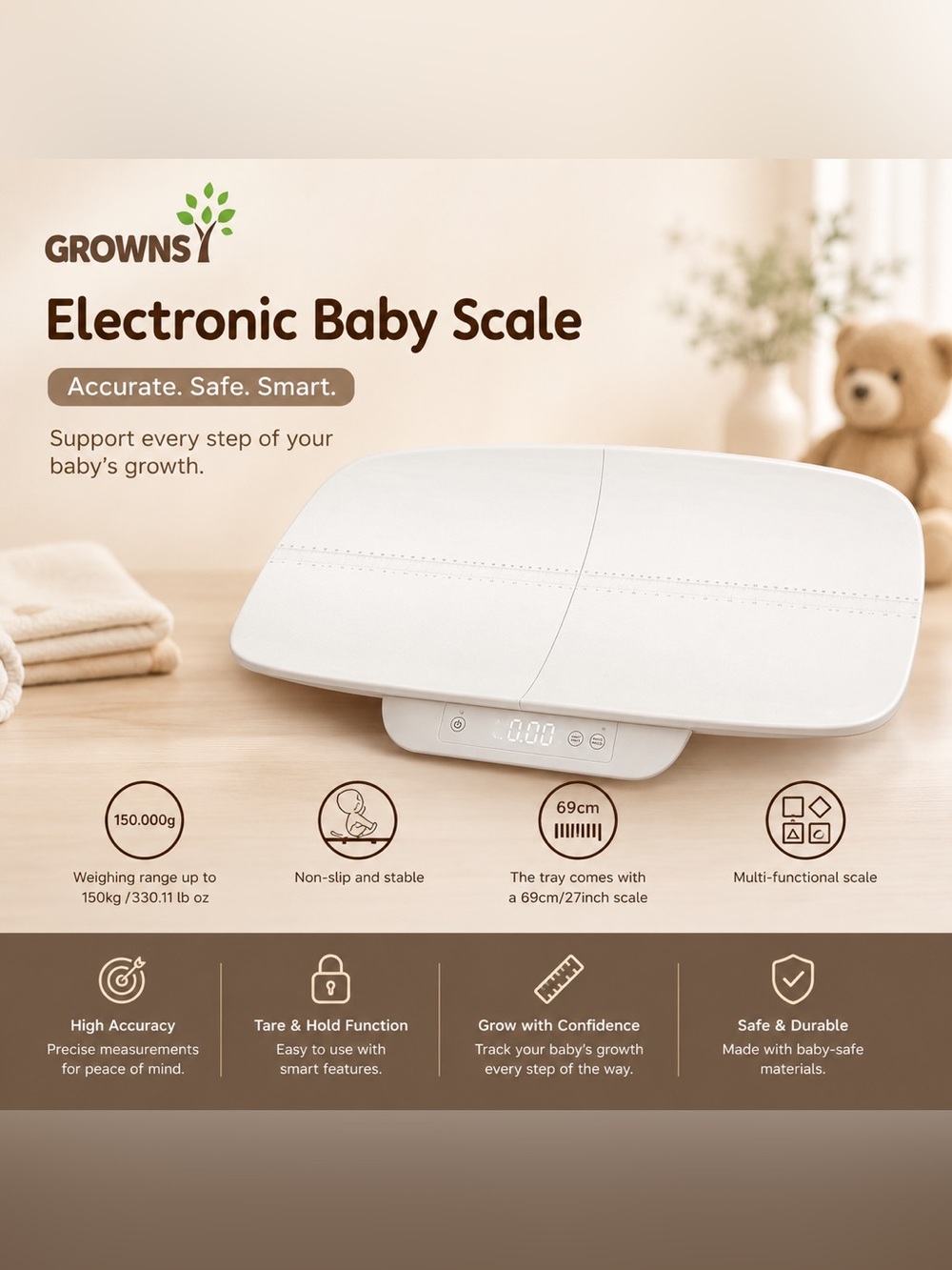 Grownsy Electronic Baby Scale - White